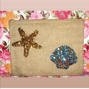 Shelly burlap clutch